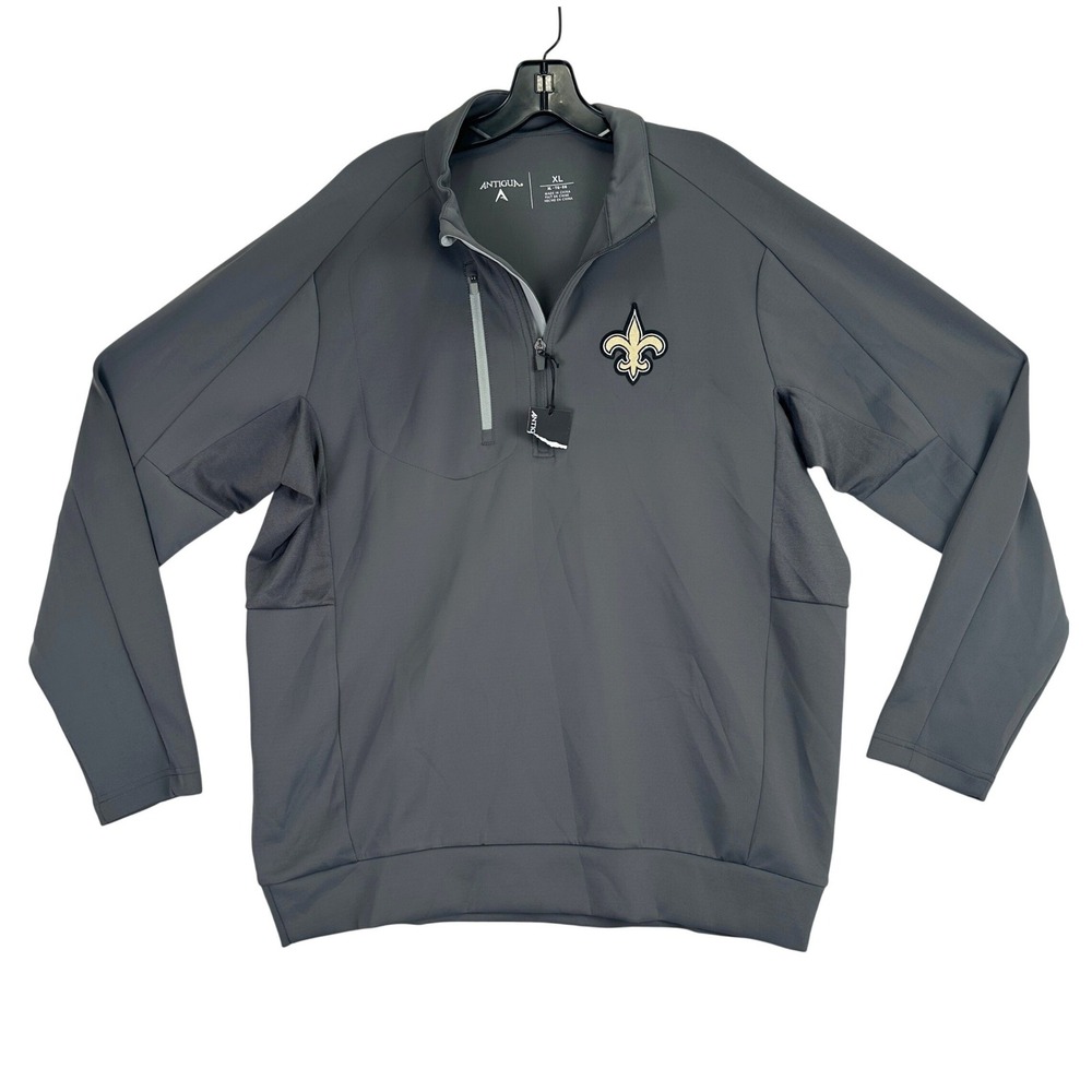 New Orleans Saints Quarter Zip Antigua Pullover Mens XL Grey NFL Athleisure